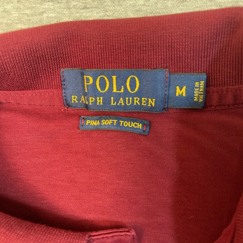 Polo Ralph Lauren Shirt Mens Medium M Burgundy Maroon Pima Soft Touch Polo Flaw